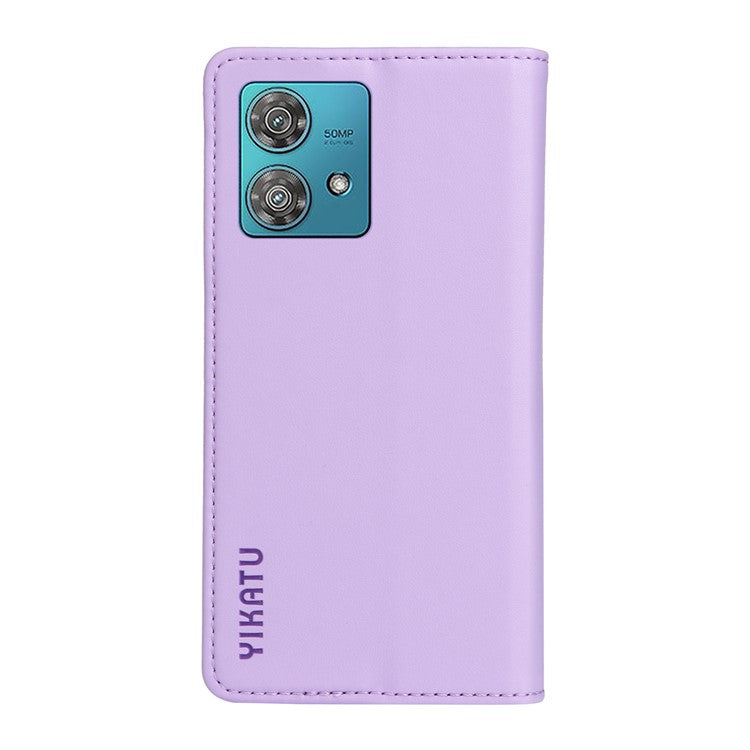 YIKATU YK-001 For Motorola Edge 40 Neo 5G Leather Case Phone Cover Wallet Stand - Light Purple