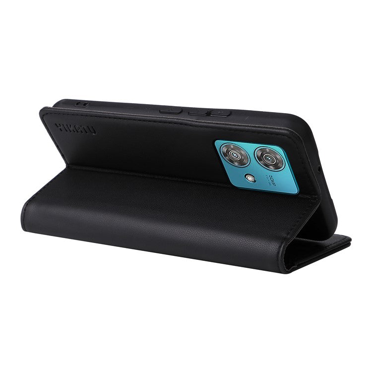 YIKATU YK-001 For Motorola Edge 40 Neo 5G Leather Case Phone Cover Wallet Stand - Black