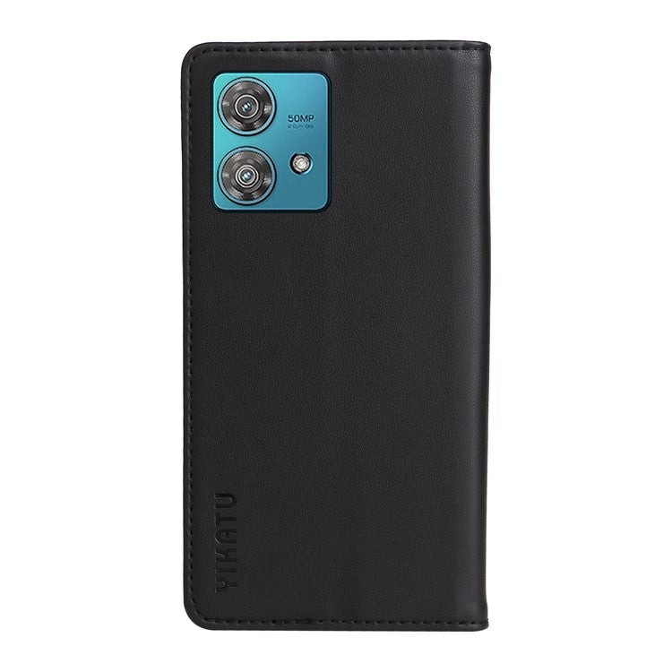 YIKATU YK-001 For Motorola Edge 40 Neo 5G Leather Case Phone Cover Wallet Stand - Black