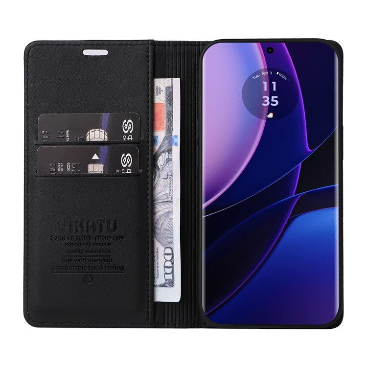 YIKATU YK-001 For Motorola Edge 40 5G Leather Case Phone Wallet Auto Closing Magnetic - Black