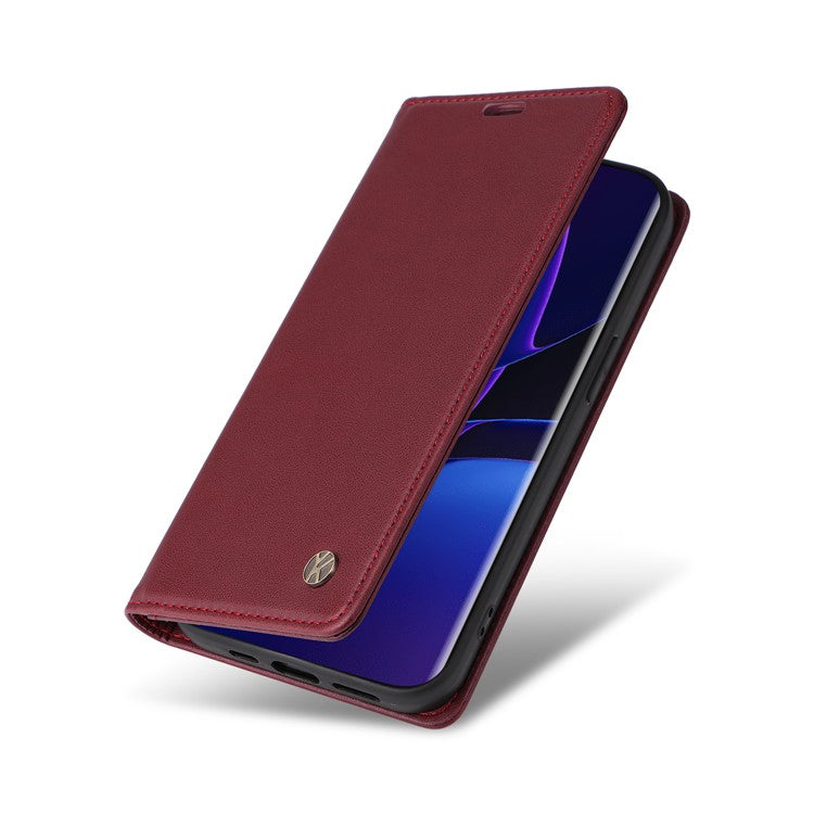 YIKATU YK-001 For Motorola Edge 40 5G Leather Case Phone Wallet Auto Closing Magnetic - Wine Red
