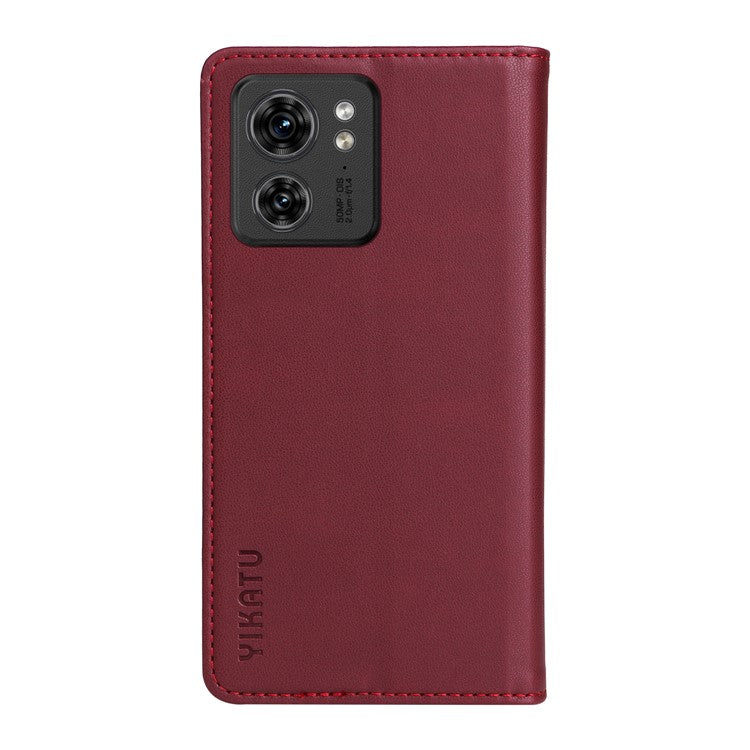 YIKATU YK-001 For Motorola Edge 40 5G Leather Case Phone Wallet Auto Closing Magnetic - Wine Red