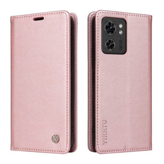 YIKATU YK-001 For Motorola Edge 40 5G Leather Case Phone Wallet Auto Closing Magnetic - Rose Gold