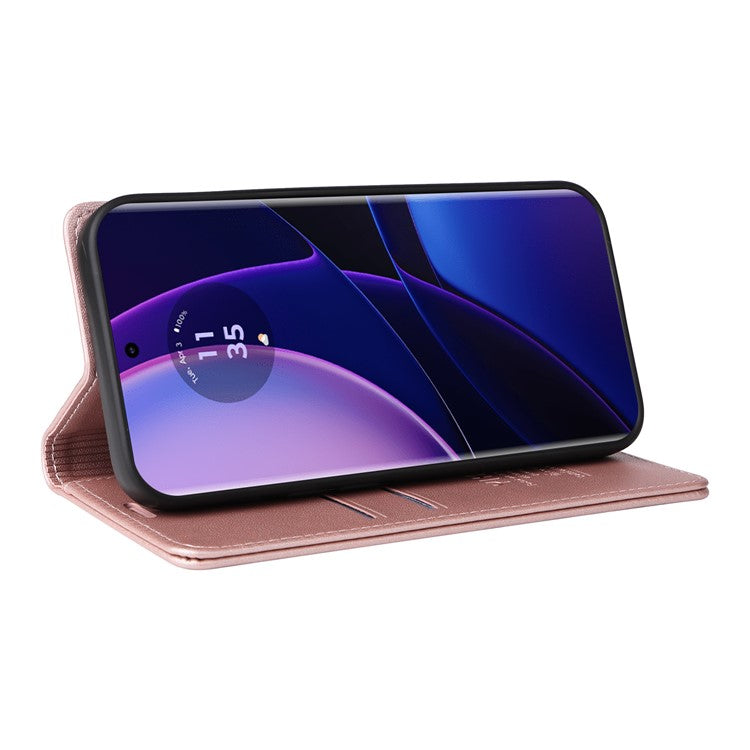 YIKATU YK-001 For Motorola Edge 40 5G Leather Case Phone Wallet Auto Closing Magnetic - Rose Gold