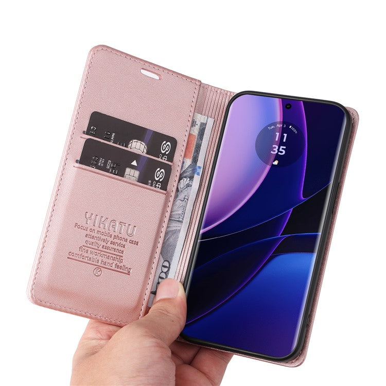 YIKATU YK-001 For Motorola Edge 40 5G Leather Case Phone Wallet Auto Closing Magnetic - Rose Gold