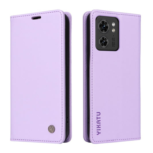 YIKATU YK-001 For Motorola Edge 40 5G Leather Case Phone Wallet Auto Closing Magnetic - Light Purple