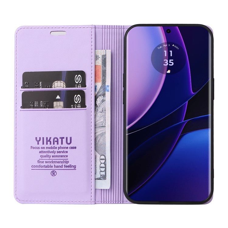 YIKATU YK-001 For Motorola Edge 40 5G Leather Case Phone Wallet Auto Closing Magnetic - Light Purple