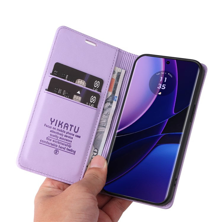 YIKATU YK-001 For Motorola Edge 40 5G Leather Case Phone Wallet Auto Closing Magnetic - Light Purple