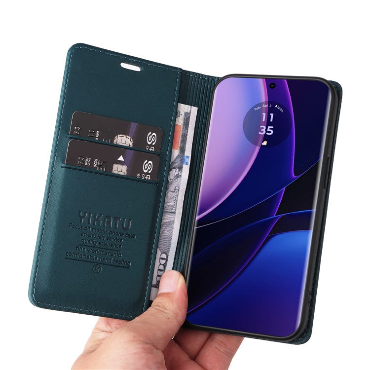 YIKATU YK-001 For Motorola Edge 40 5G Leather Case Phone Wallet Auto Closing Magnetic - Green
