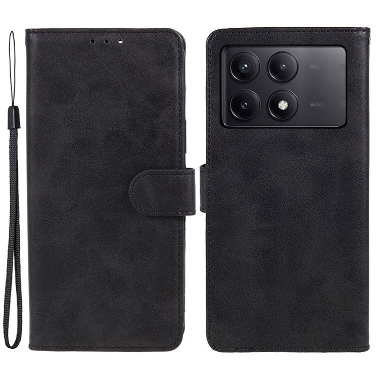For Xiaomi Redmi K70E 5G / Poco X6 Pro 5G Stand Anti-drop Shell Cell Phone Case Magnetic Clasp PU Leather Wallet - Black