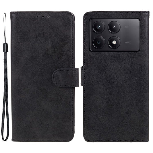For Xiaomi Redmi K70E 5G / Poco X6 Pro 5G Stand Anti-drop Shell Cell Phone Case Magnetic Clasp PU Leather Wallet - Black