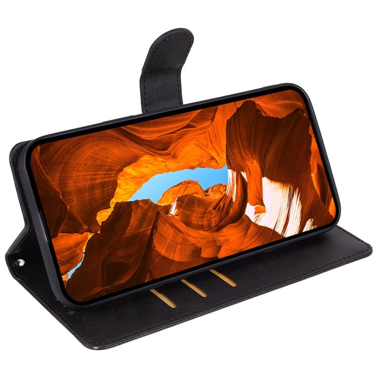 For Xiaomi Redmi K70E 5G / Poco X6 Pro 5G Stand Anti-drop Shell Cell Phone Case Magnetic Clasp PU Leather Wallet - Black