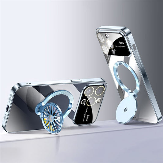 VOERO For iPhone 14 Pro Max Shockproof PC Case Electroplating Kickstand Phone Cover - Blue