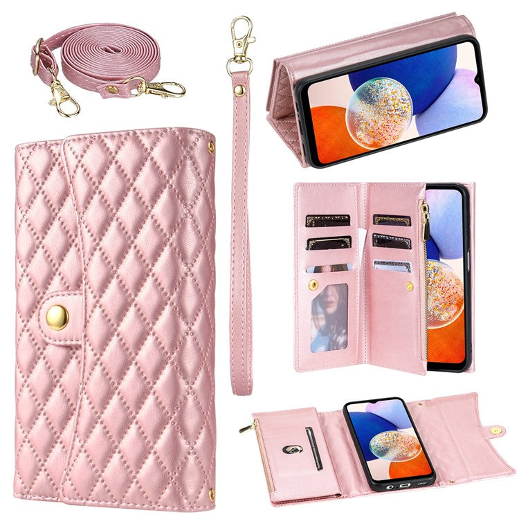 BKS-002 For Samsung Galaxy A25 5G (Global) (161.0 x 76.5 x 8.3mm) Wallet Case PU Leather with Card Slots - Rose Gold