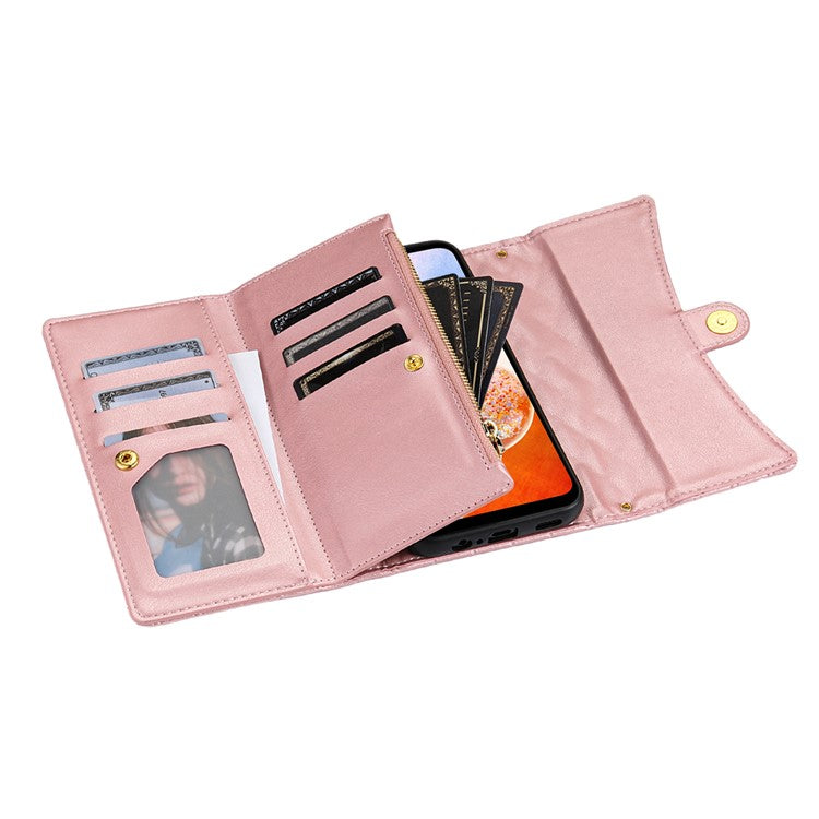 BKS-002 For Samsung Galaxy A25 5G (Global) (161.0 x 76.5 x 8.3mm) Wallet Case PU Leather with Card Slots - Rose Gold