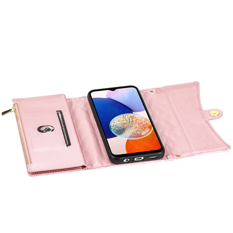 BKS-002 For Samsung Galaxy A25 5G (Global) (161.0 x 76.5 x 8.3mm) Wallet Case PU Leather with Card Slots - Rose Gold