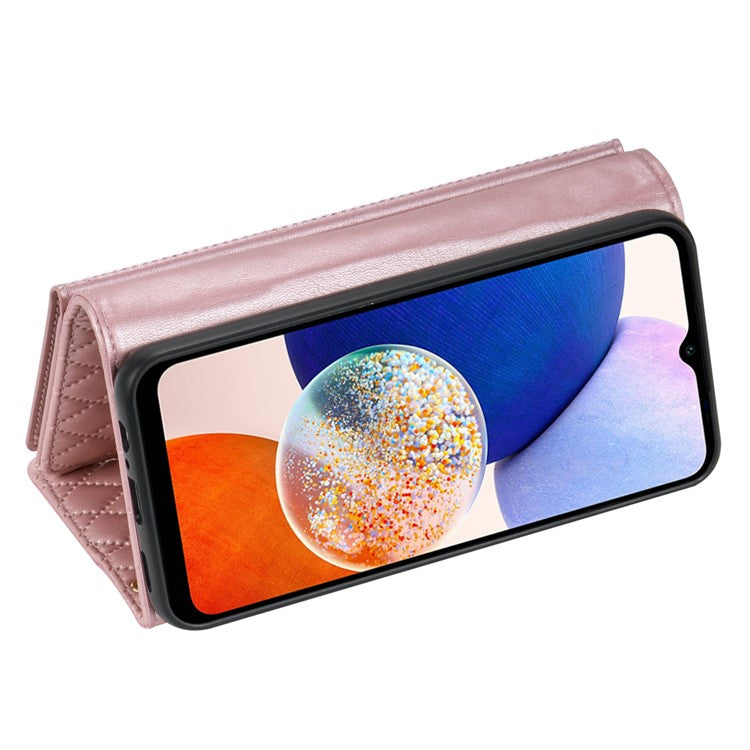 BKS-002 For Samsung Galaxy A25 5G (Global) (161.0 x 76.5 x 8.3mm) Wallet Case PU Leather with Card Slots - Rose Gold