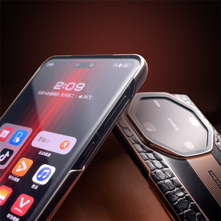 QIALINO For Huawei Mate 60 RS Ultimate Genuine Crocodile Leather Case Anti-Drop Phone Cover