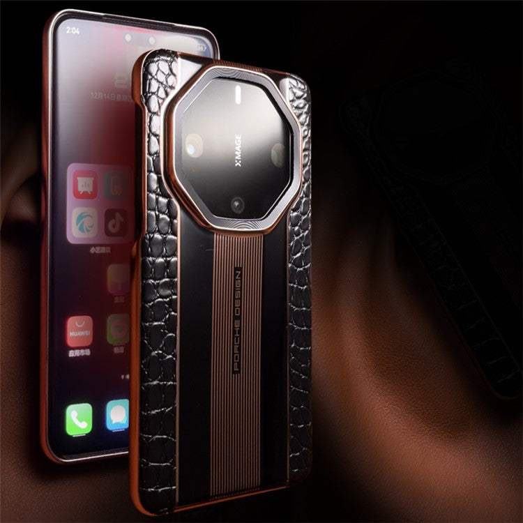 QIALINO For Huawei Mate 60 RS Ultimate Genuine Crocodile Leather Case Anti-Drop Phone Cover