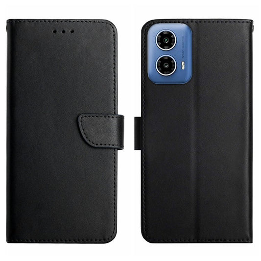 HT02 For Motorola Moto E14 4G / G04 4G / G04s 4G / G24 4G Phone Case Wallet Card Slots Cover Nappa Texture - Black