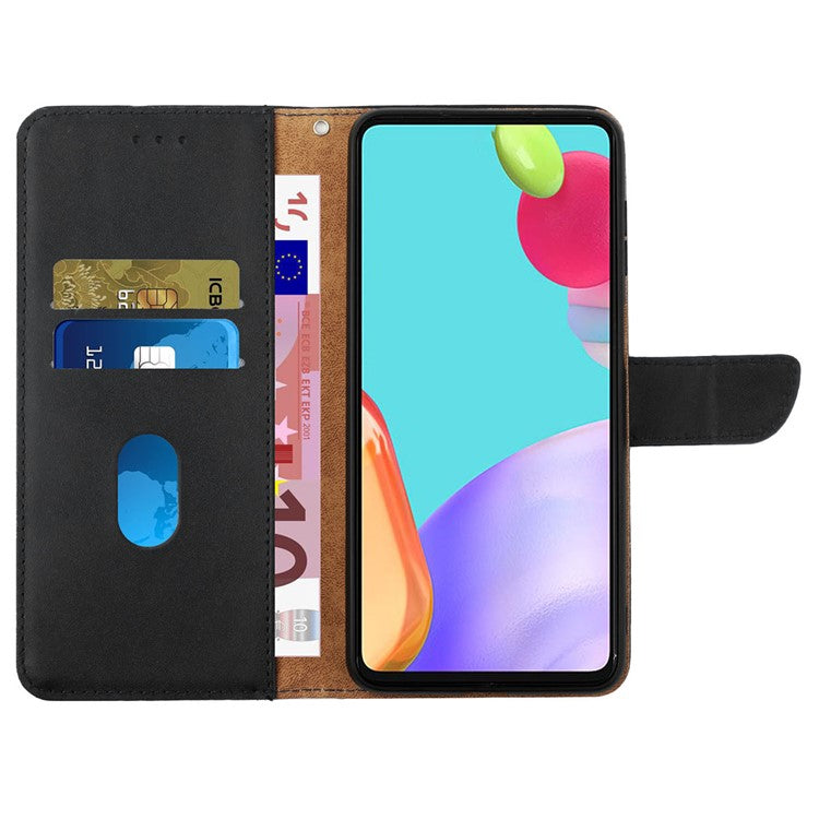 HT02 For Motorola Moto E14 4G / G04 4G / G04s 4G / G24 4G Phone Case Wallet Card Slots Cover Nappa Texture - Black