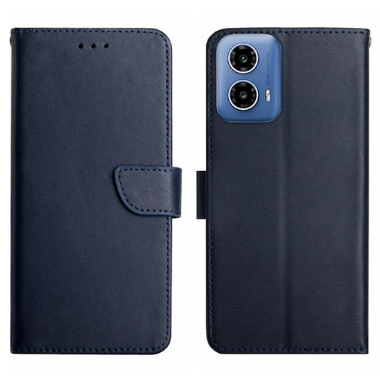 HT02 For Motorola Moto E14 4G / G04 4G / G04s 4G / G24 4G Phone Case Wallet Card Slots Cover Nappa Texture - Blue