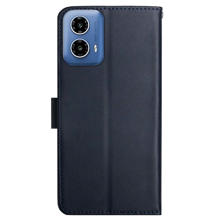HT02 For Motorola Moto E14 4G / G04 4G / G04s 4G / G24 4G Phone Case Wallet Card Slots Cover Nappa Texture - Blue