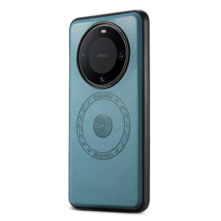 DENIOR For Huawei Mate 60 Pro / Mate 60 Pro+ Magnetic Case Cowhide Texture Phone Cover - Blue