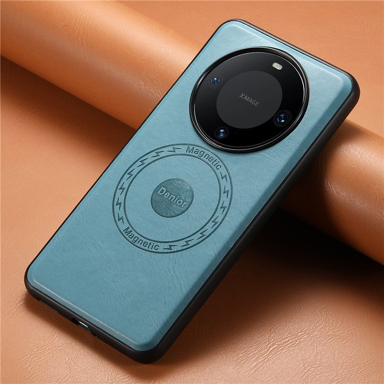 DENIOR For Huawei Mate 60 Pro / Mate 60 Pro+ Magnetic Case Cowhide Texture Phone Cover - Blue