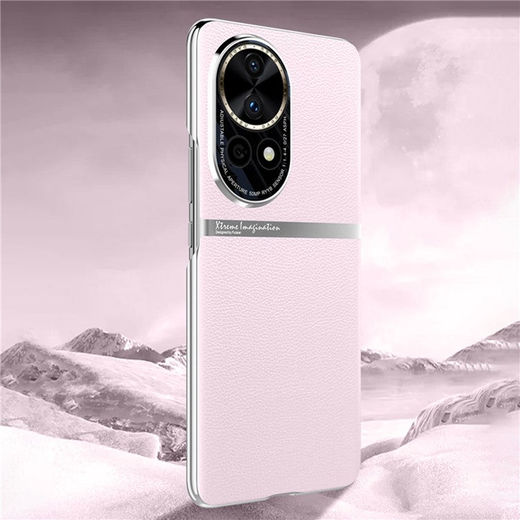 For Huawei nova 12 5G Case PU Leather Coating Phone Cover Anti-scratch - Pink