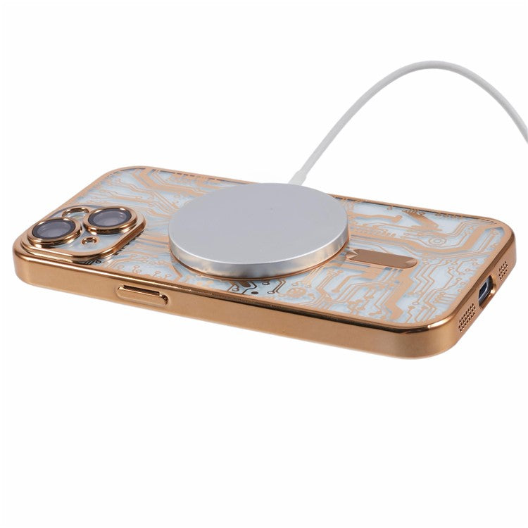 AR Series For iPhone 14 Case Compatible with MagSafe Soft TPU Phone Cover Protector - Gold