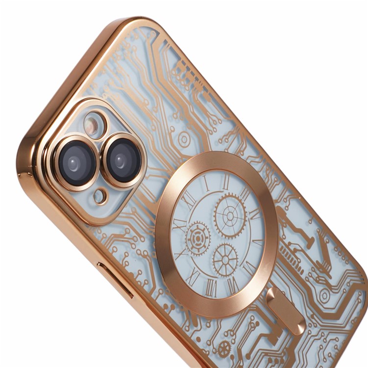 AR Series For iPhone 14 Case Compatible with MagSafe Soft TPU Phone Cover Protector - Gold