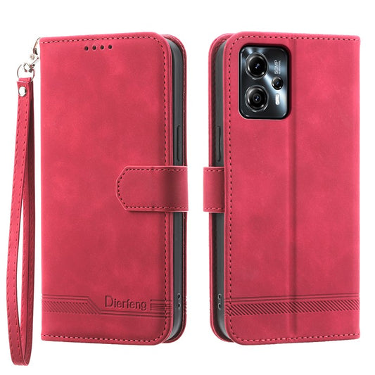 DIERFENG DF-03 for Motorola Moto E14 4G / G04 4G / G04s 4G / G24 4G Phone Case Leather Wallet Cover - Red