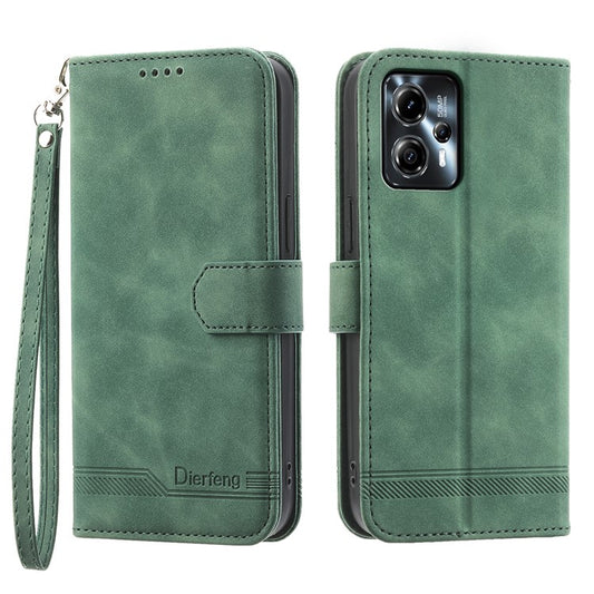 DIERFENG DF-03 for Motorola Moto E14 4G / G04 4G / G04s 4G / G24 4G Phone Case Leather Wallet Cover - Green