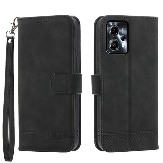 DIERFENG DF-03 for Motorola Moto E14 4G / G04 4G / G04s 4G / G24 4G Phone Case Leather Wallet Cover - Black