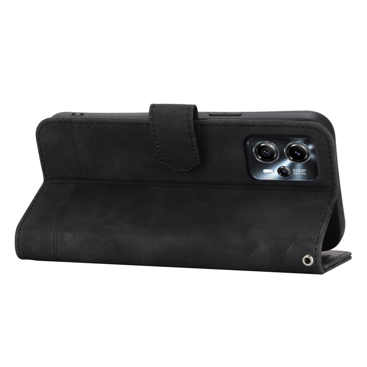 DIERFENG DF-03 for Motorola Moto E14 4G / G04 4G / G04s 4G / G24 4G Phone Case Leather Wallet Cover - Black