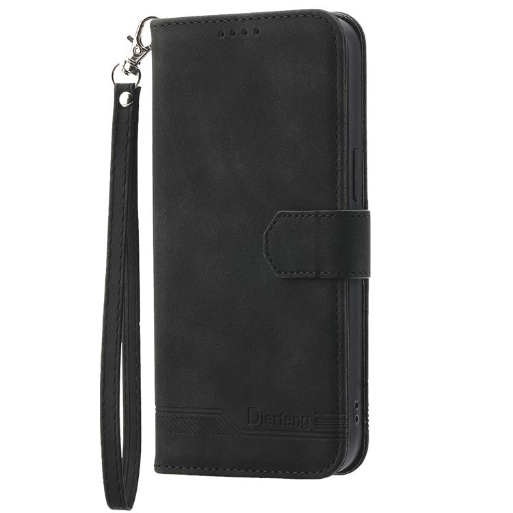DIERFENG DF-03 for Motorola Moto E14 4G / G04 4G / G04s 4G / G24 4G Phone Case Leather Wallet Cover - Black