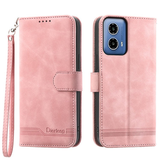 DIERFENG DF-03 for Motorola Moto G45 5G / G34 5G Case Wallet PU Leather Phone Cover - Pink