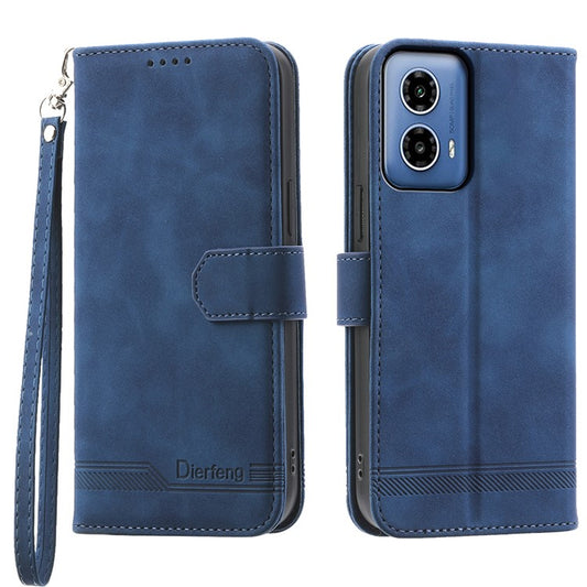 DIERFENG DF-03 for Motorola Moto G45 5G / G34 5G Case Wallet PU Leather Phone Cover - Blue