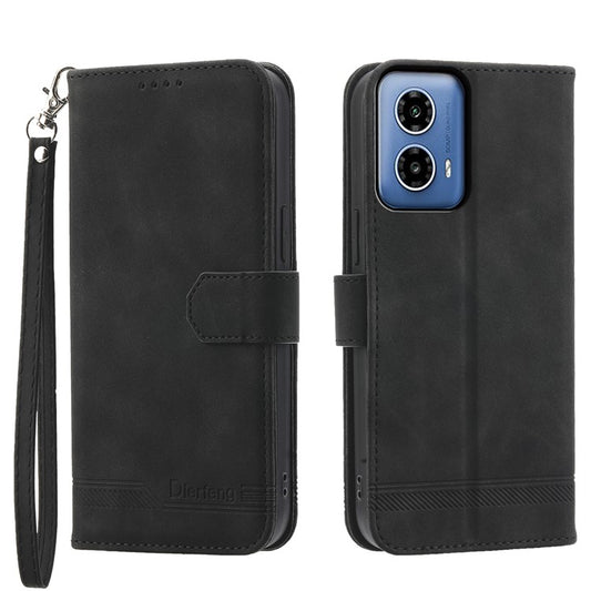 DIERFENG DF-03 for Motorola Moto G45 5G / G34 5G Case Wallet PU Leather Phone Cover - Black