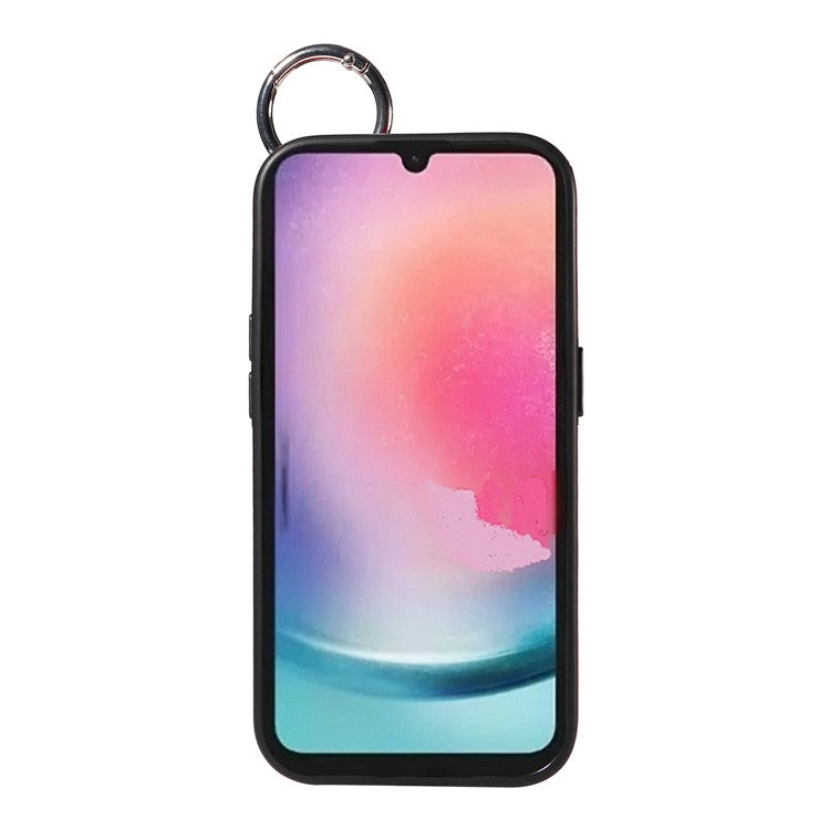 003 For Samsung Galaxy A25 5G (Global) (161.0 x 76.5 x 8.3mm) Case with Ring Holder Card Slots PU Leather Back Cover - Blue