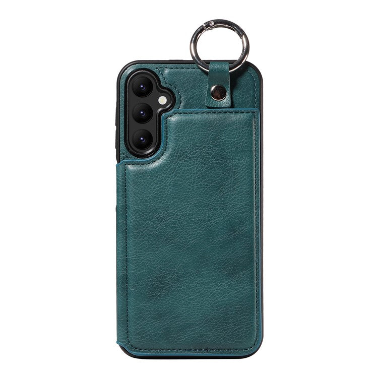 003 For Samsung Galaxy A25 5G (Global) (161.0 x 76.5 x 8.3mm) Case with Ring Holder Card Slots PU Leather Back Cover - Blue