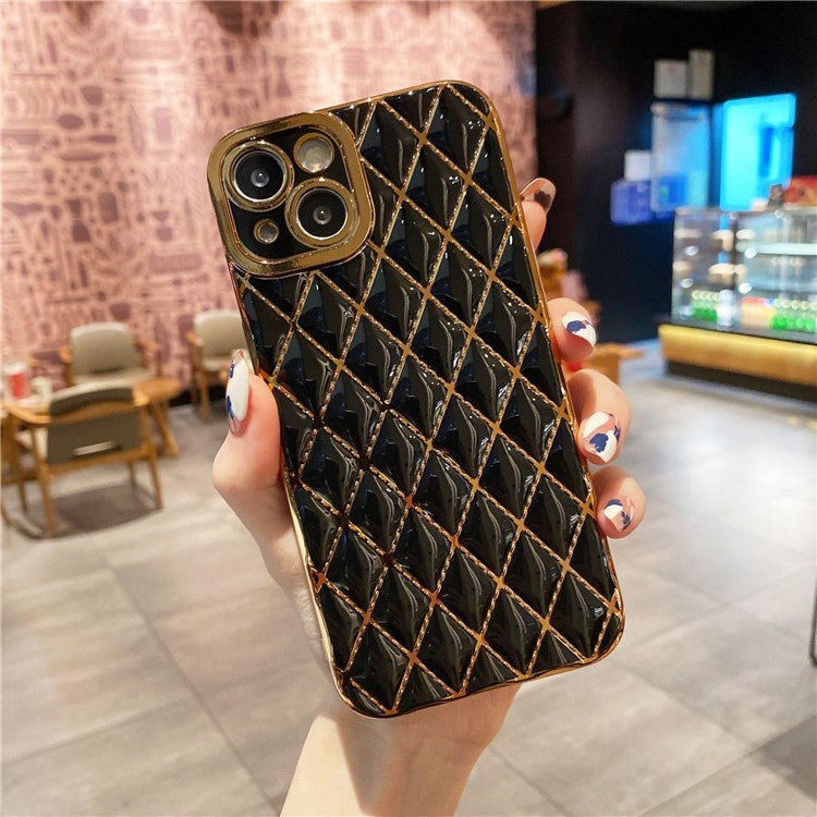 For iPhone 14 Case Scratch-resistant TPU Electroplated Smart Phone Cover - Black