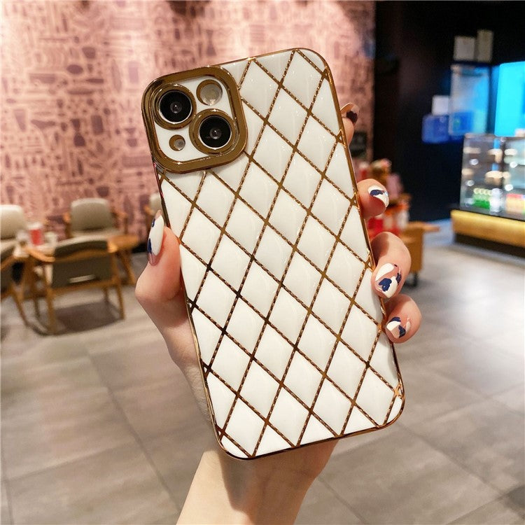 For iPhone 14 Plus Case 6D Electroplating Drop-proof TPU Smart Phone Cover - White