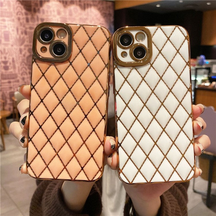 For iPhone 14 Plus Case 6D Electroplating Drop-proof TPU Smart Phone Cover - White