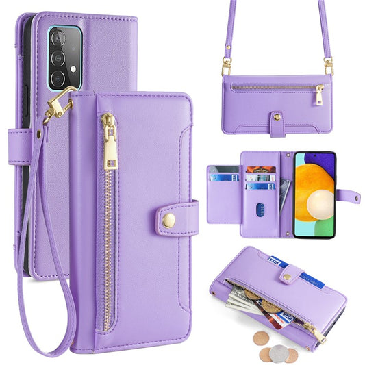For Samsung Galaxy A52 4G / A52s 5G / A52 5G Case Wallet Leather Phone Cover with Hardware Buckle - Purple