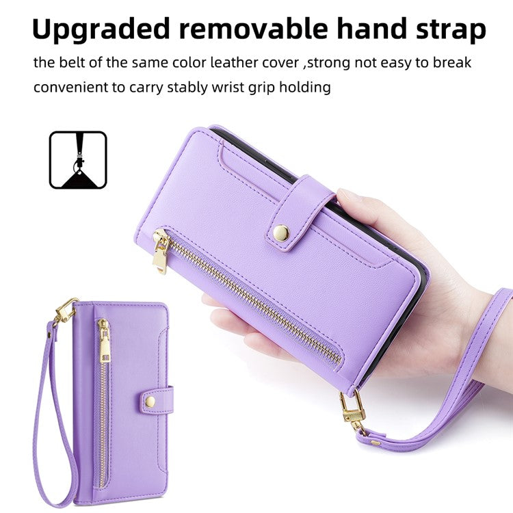 For Samsung Galaxy A52 4G / A52s 5G / A52 5G Case Wallet Leather Phone Cover with Hardware Buckle - Purple