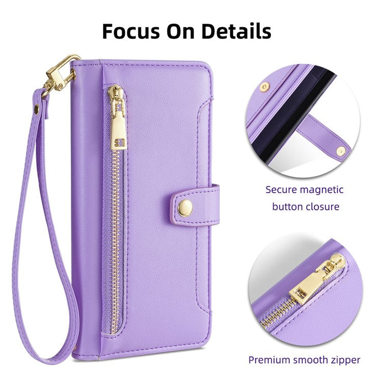 For Samsung Galaxy A52 4G / A52s 5G / A52 5G Case Wallet Leather Phone Cover with Hardware Buckle - Purple