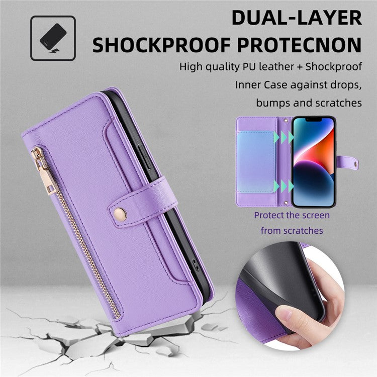 For Samsung Galaxy A52 4G / A52s 5G / A52 5G Case Wallet Leather Phone Cover with Hardware Buckle - Purple