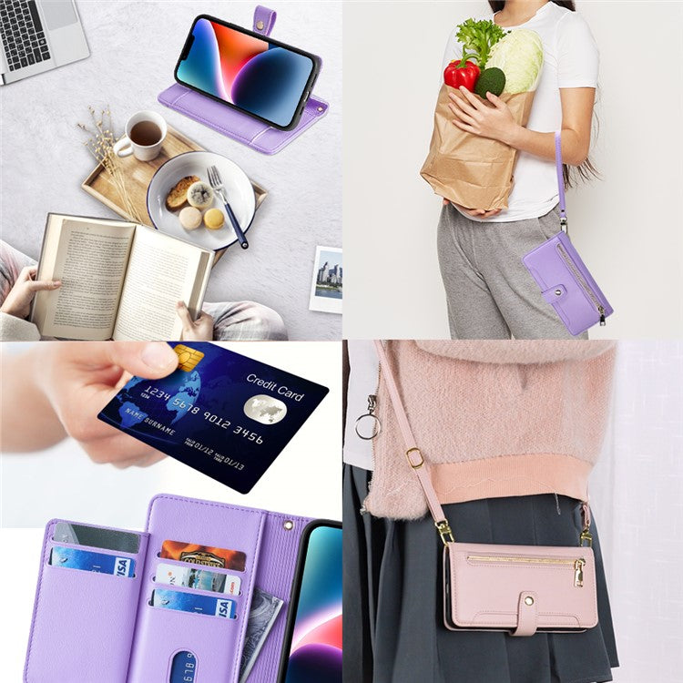 For Samsung Galaxy A52 4G / A52s 5G / A52 5G Case Wallet Leather Phone Cover with Hardware Buckle - Purple